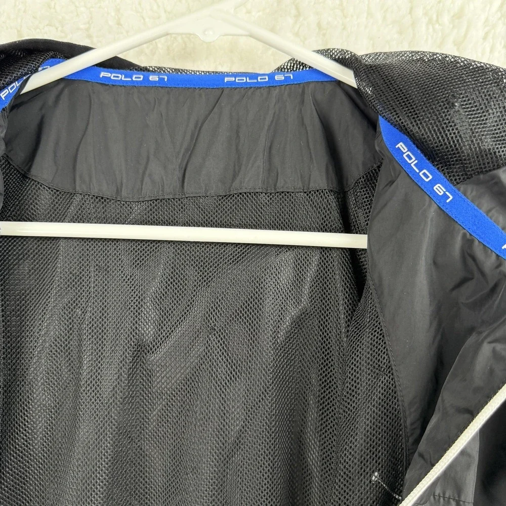 Polo Ralph Lauren Jacket Mens Medium Black‎ Hooded Zip Nylon Windbreaker Polo 67